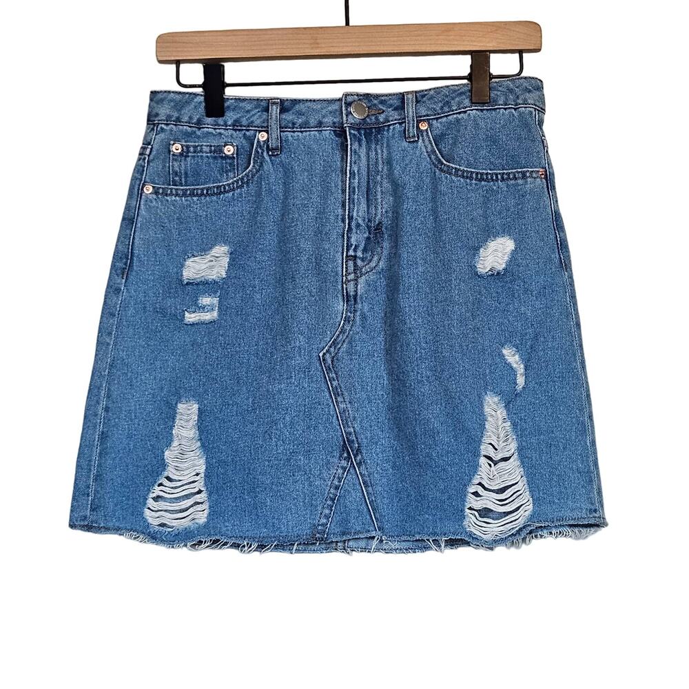 H&M Divided Distressed Denim Skirt Size 4